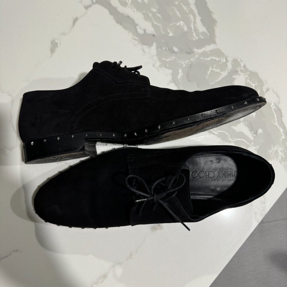 JIMMY CHOO Mens Axel Black Suede Studded Oxfords Size EU 44/ US 11 - Picture 12 of 17